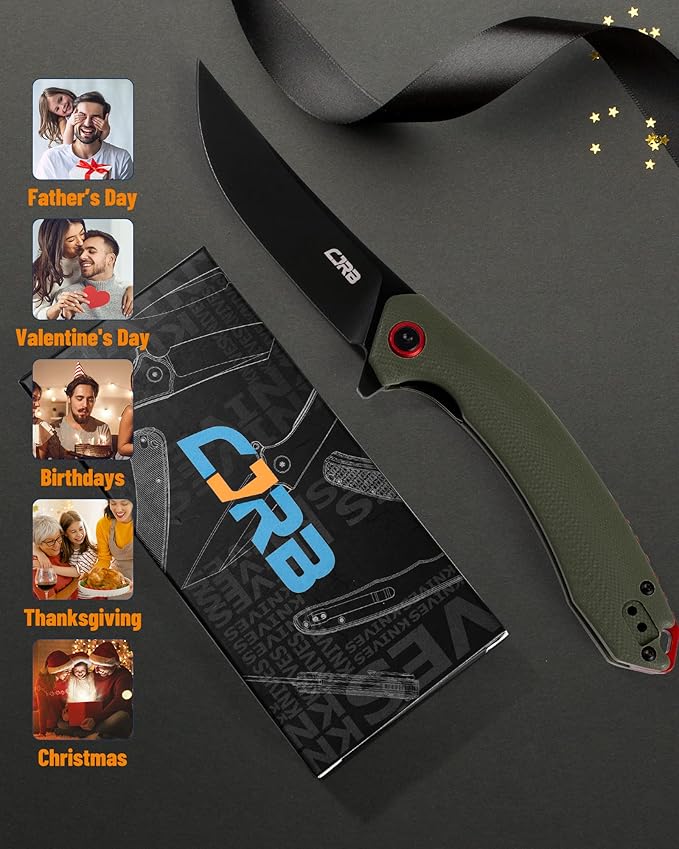 CJRB Tactical Knife, Small Folding Pocket Knife with AR-RPM9 Steel Blade and G10 Handle for Men
