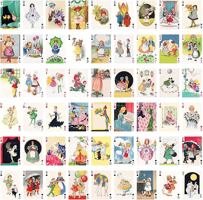Gratis Playing Cards (Poker Deck 54 Cards All Different) Vintage Greeting and Happy Wishes Posters