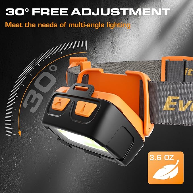 EverBrite 300 Lumens Headlamp with Red/Green/White Light Modes, Tail Light, Adjustable Headband