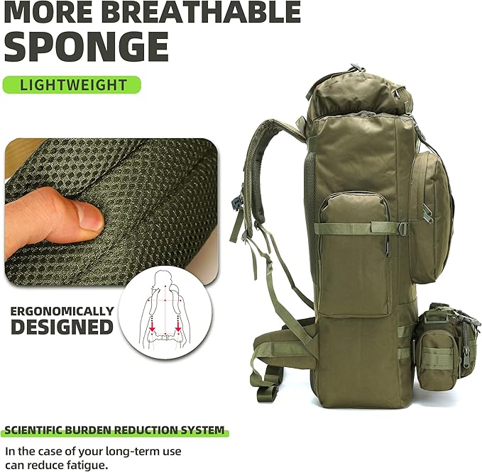 King'sGuard 100L Camping Hiking Backpack Molle Rucksack Military Camping Backpacking Daypack