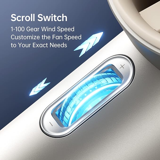 JISULIFE Handheld Fan Pro Series - Extreme Cooling Output: 1-100 Speed Scroll Wheel, Metal Body