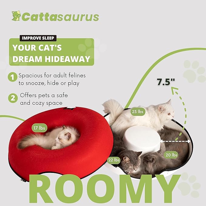 CATTASAURUS Peekaboo Cat Cave for Multiple & Large Cats Up to 30-45 Lbs, Scratch Detachable &
