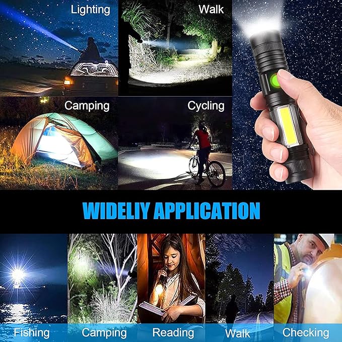Hoxida Magnetic Flashlight USB Rechargeable, Super Bright LED Tactical Flashlight with Cob