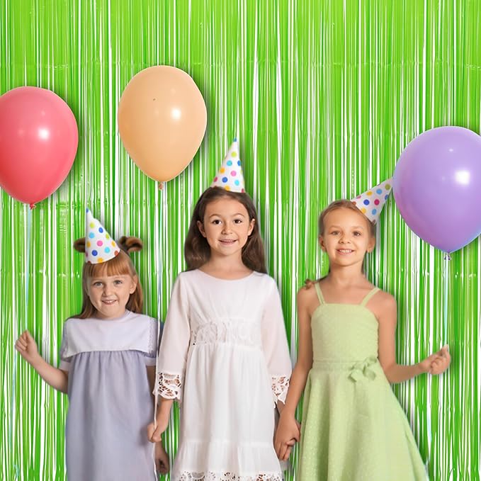 BRAVESHINE Pastel Green Streamers Party Backdrop Decoration - Tinsel Curtain Foil Fringe Backdrop