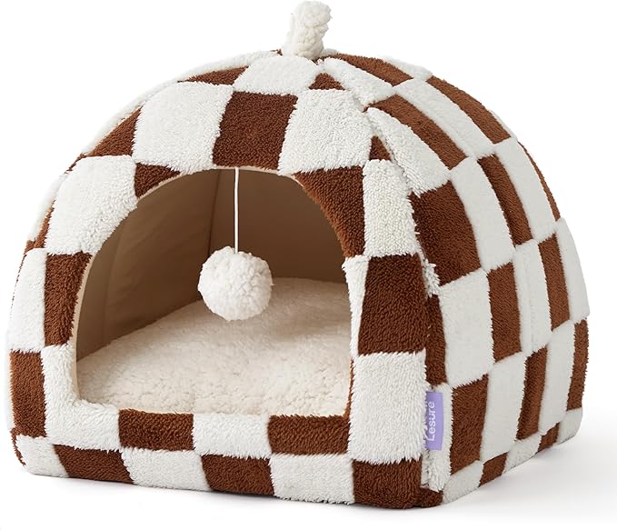 Lesure Cute Cat Beds for Indoor Cats - 2 in 1 Cat Cave Bed for Kittens and Small Pets, House with