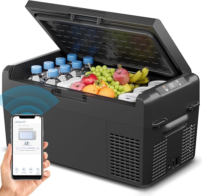 12 Volt Refrigerator - 21QT(20L) Electric Cooler 50Hours Still Keep Cool, Portable Refrigerator APP