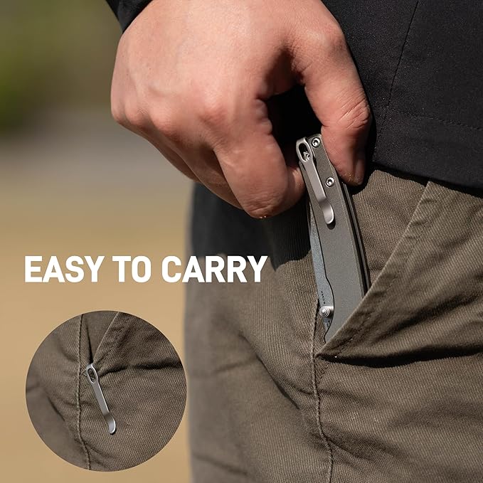 CJRB Kain Pocket Knife, 2.95'' AR-RPM9 Steel Blade Aluminum Handle Small EDC Knife with Pocket Clip
