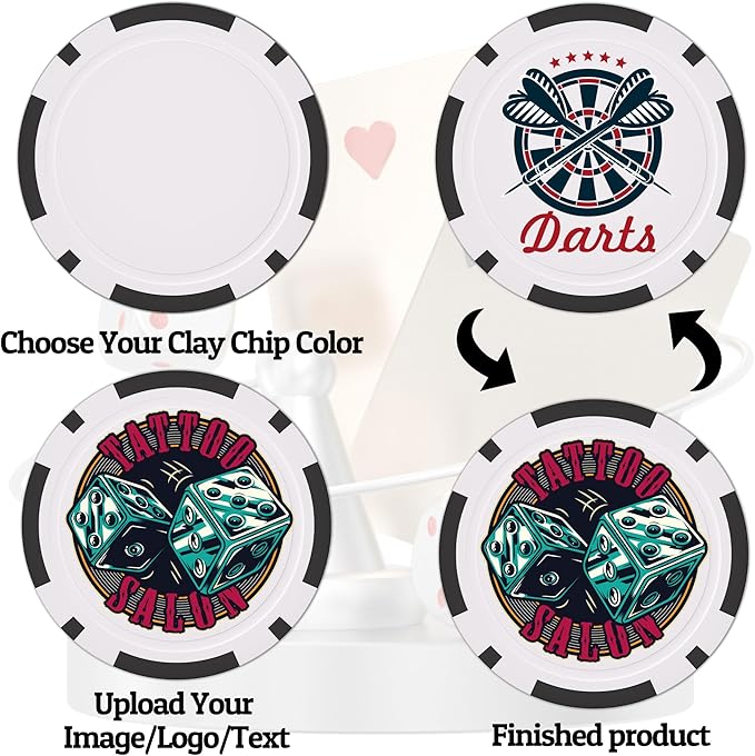 Custom Clay Poker Chips, 11.5Gram Personalized Poker Chips with Full Color Logo,Casino-Grade Monte