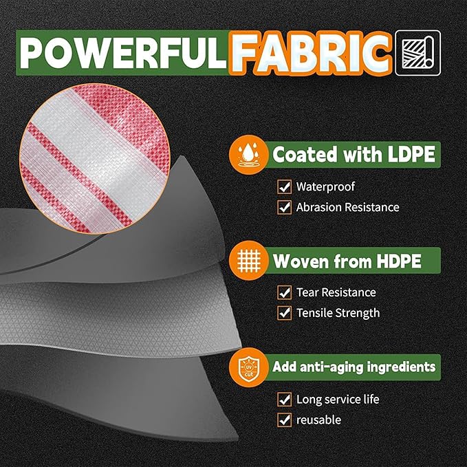 RAINDEWAY Tarps 12x14 Feet,12 Mil Sunshade Striped Tarp Waterproof,Multipurpose Poly Tarp Cover