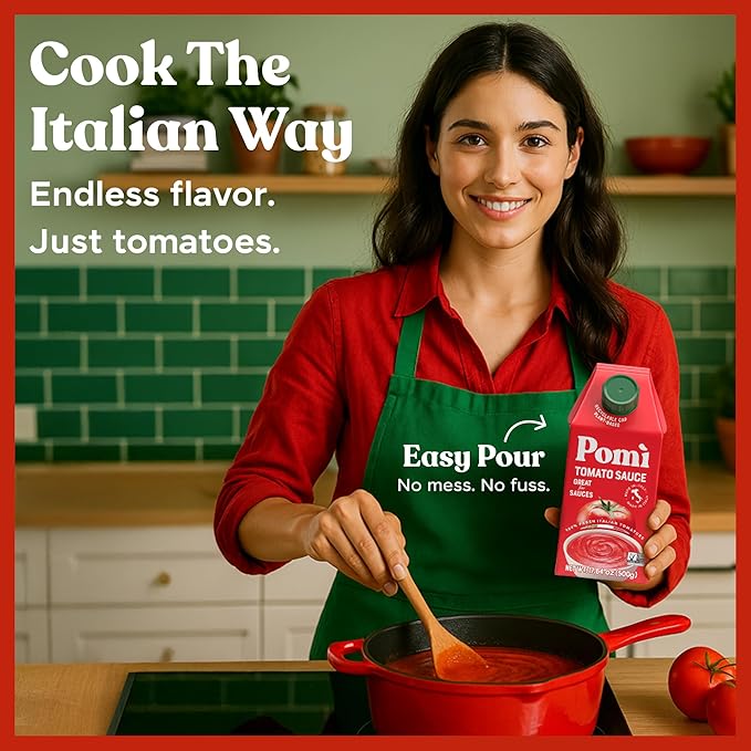 Pomì Tomato Sauce 17.64oz (Pack of 12) - Creamy, Velvety Italian Sauce with a Touch of Salt, No