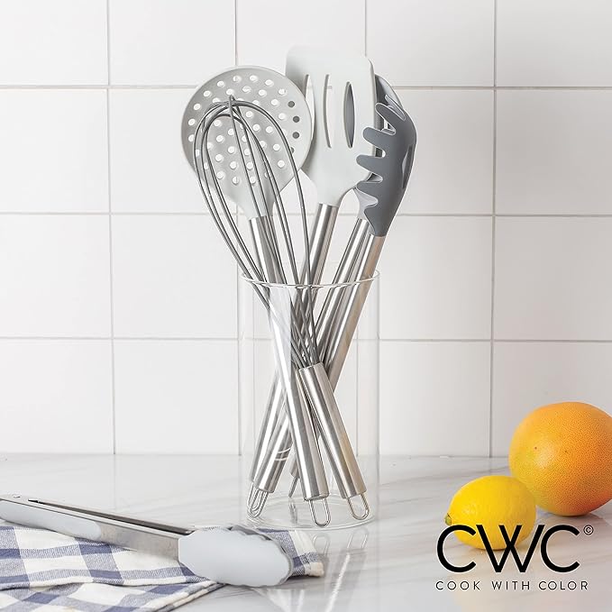 COOK WITH COLOR Silicone Cooking Utensils, Kitchen Utensil Set, Easy to Clean Silicone Kitchen