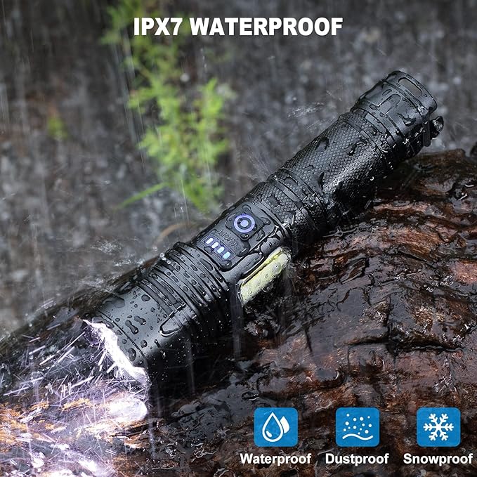 Cinlinso Rechargeable LED Flashlights High Lumens 2 Pack, 90000 Lumen Super Bright Flashlight, 7