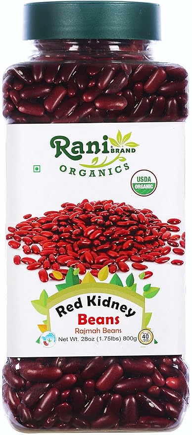 Rani Organic Red Kidney Beans (Rajmah Beans) Light 28oz (1.7lbs) 800g PET Jar ~ All Natural | Vegan