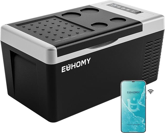 EUHOMY 12 Volt Refrigerator, 19QT(18L) Compressor Electric Cooler APP Control, Car Fridge -4℉~68℉