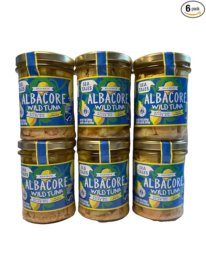 Sea Tales Albacore Fillets in Extra Virgin Olive Oil with Lemon in Jar - 100% Pole & Line Wild