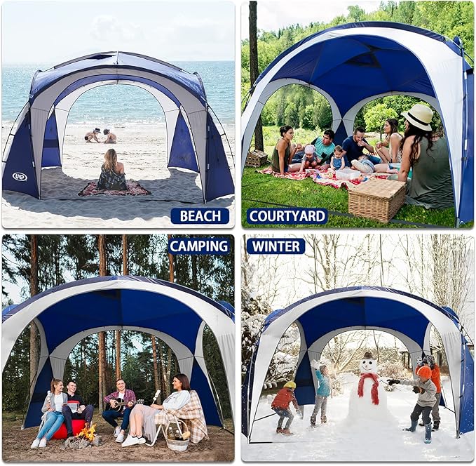 UNP Easy Beach Tent Pop Up Canopy UPF50+ Tent with Side Wall, Ground Pegs, and Stability Poles, Sun