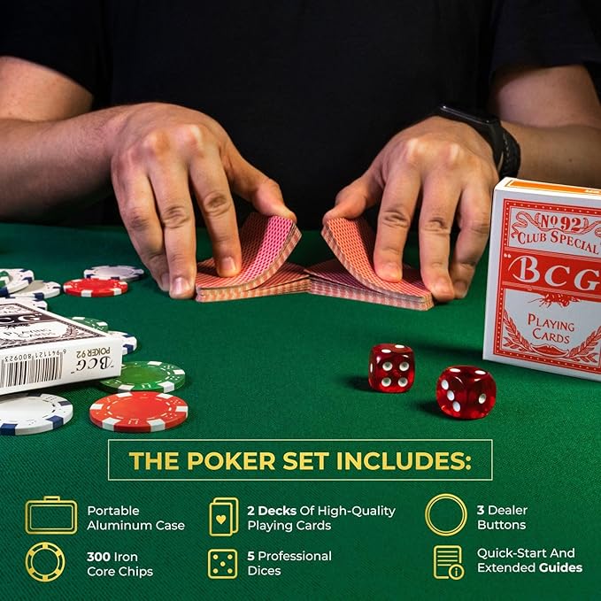 Poker Set with 300 Poker Chips 11.5 Gram for Texas Holdem ??Professional Weight Poker Chips Set
