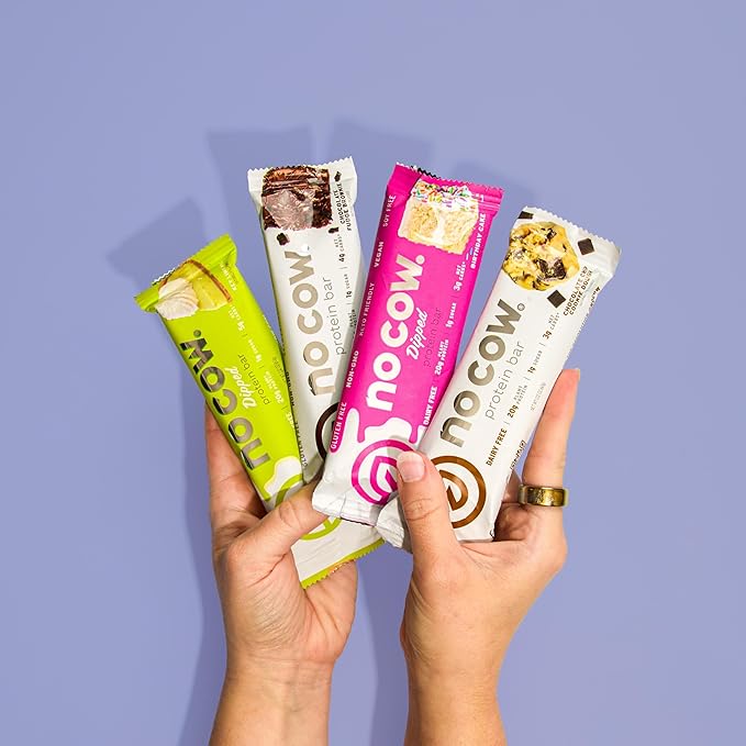 No Cow Protein Bars, Brand Sampler Pack - Healthy Snacks, 20g Vegan Protein, High Fiber, Low Sugar