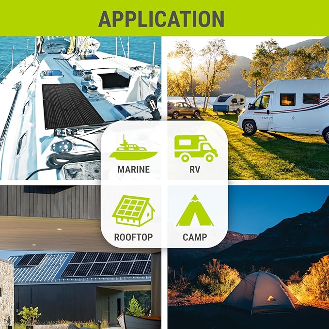 Newpowa 100W Flexible Solar Panel Portable Bendable 12 Volts 10BB Mono Cell for Uneven Surfaces
