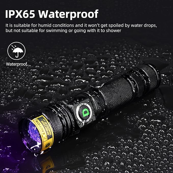 DARKDAWN UV Flashlight 395nm Black Light USB Rechargeable Ultraviolet LED Blacklight Powerful