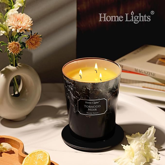 HomeLights Scented Candles for Women & Men, 34oz Candle Jars Aromatherapy 3-Wick Candle, Ideal for