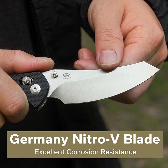 CIVIVI Sixgill Folding Pocket Knife for EDC, 3.41'' Nitro-V Blade G10 Handle, Deep Carry Reversible