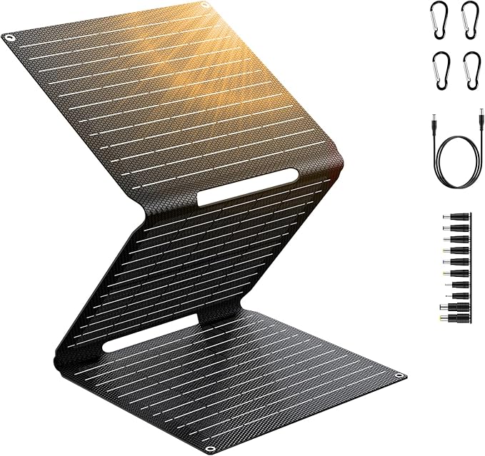 Portable Solar Panel Charger 30W, Foldable Solar Panel Kit with DC/USB C/USB A Output for Power