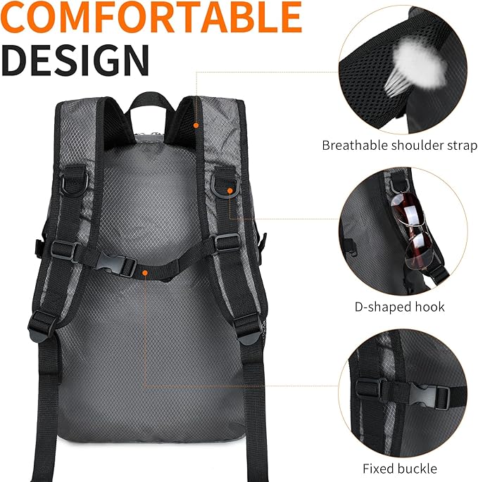 Small Hiking Daypack,15L Waterproof Hiking Backpack Packable Lightweight Travel Day Pack for Women