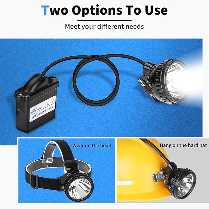 Rechargeable Mining Headlamp, 1+2 LED Super Bright Cap Lamp, Waterproof & Explosion-Proof Safety