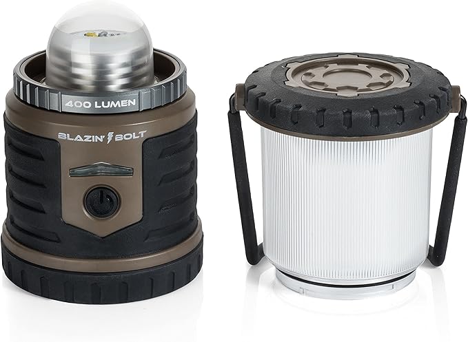 Blazin Bolt Rugged USB Rechargeable Lantern | 6000mAh Power Bank | 400 Lumen | 400 Hours of Light |