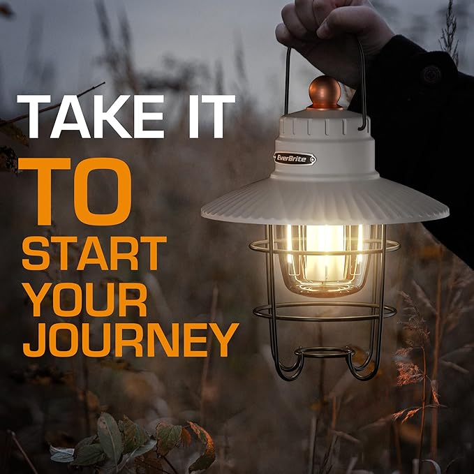 EverBrite LED Camping Lantern Pack of 2, USB C Rechargeable Lantern with 3 Light Modes, Vintage