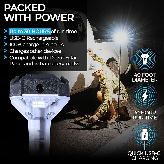 DEVOS - LIGHTRANGER 800 Mini Telescoping Camp Light, 4.5 Tall with 800 Lumens, Ultra Compact &