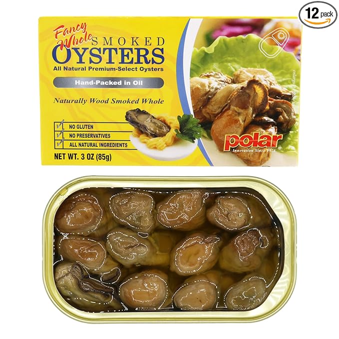 MW Polar Fancy Whole Smoked Oysters, 3 ounce (Pack of 12)