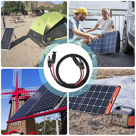 3FT 10AWG Solar Panel Extension Cable with Female and Male Connectors, Solar Cable for Solar