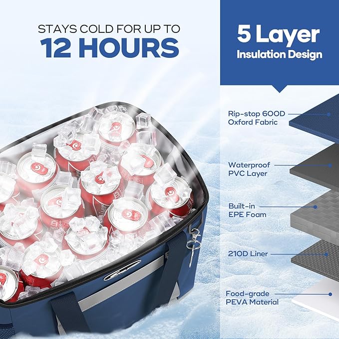 Maelstrom Collapsible Soft Cooler Bag, 24/30/60/75 Cans Beach Cooler, Ice Chest, Leakproof &