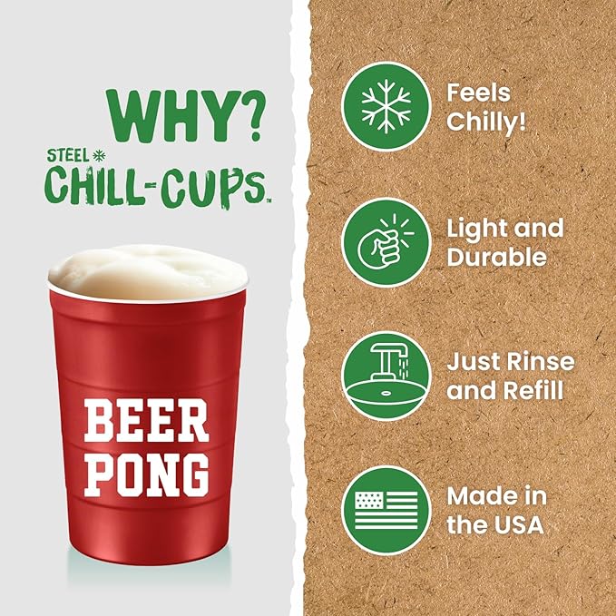 16 oz. Party Cup 'Beer Pong' Drinking Game Design for Cold Drinks, Sturdy, Durable, Disposable