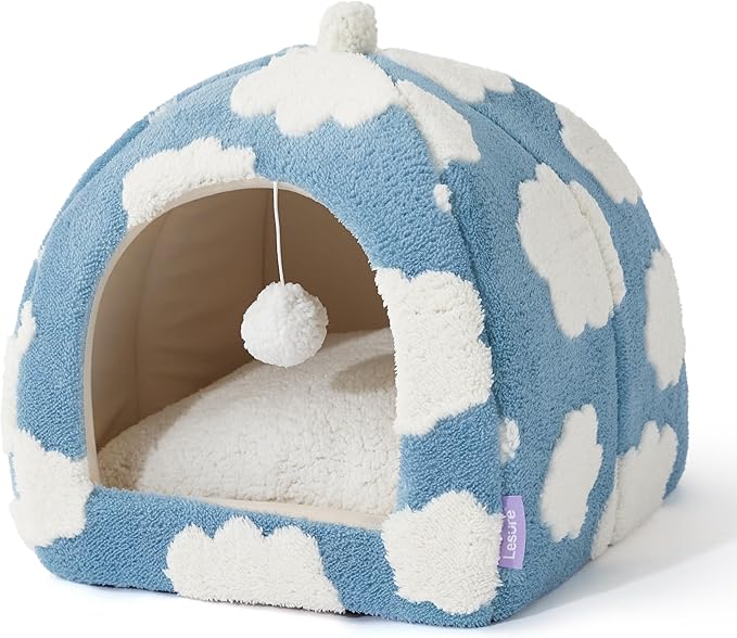 Lesure Cute Cat Beds for Indoor Cats - 2 in 1 Cat Cave Bed for Kittens and Small Pets with