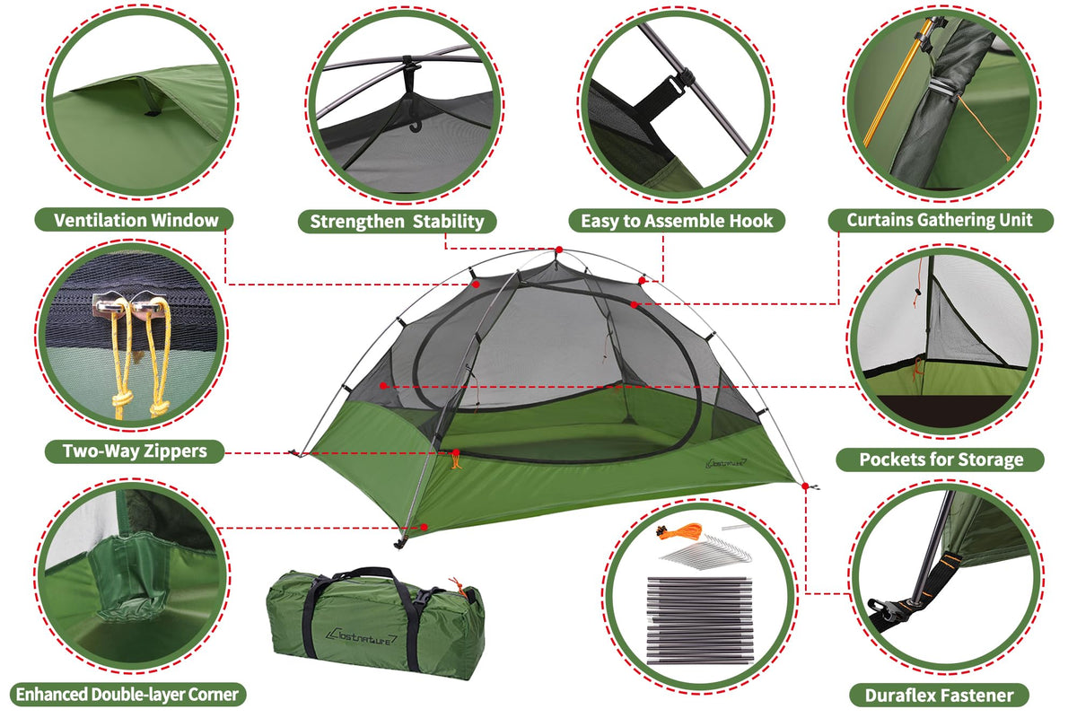 Clostnature 2 Person Lightweight Backpacking Tent, Camping Tent