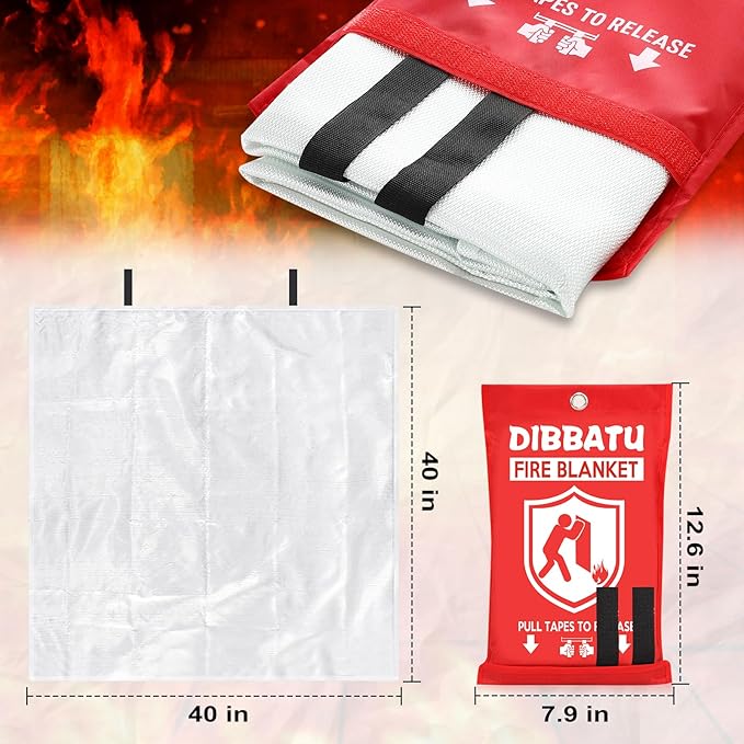 DIBBATU Fire Blanket for Home and Kitchen, Fire Blankets Emergency for Home, Emergency Fire