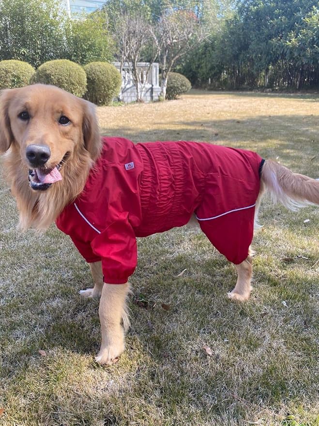 Dogs Waterproof Jacket, Lightweight Waterproof Jacket Reflective Safety Dog Raincoat Windproof