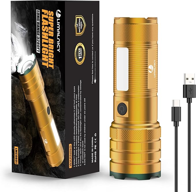 Rechargeable Flashlights High Lumens 10000 Long Lasting, 4 Modes with Side COB Light, Super Bright