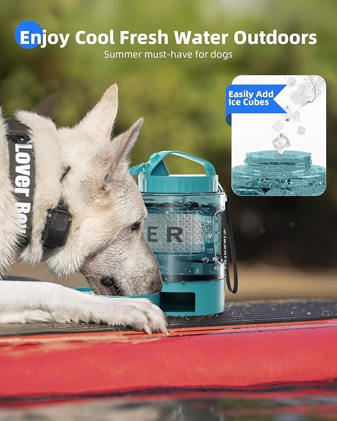 lesotc Dog Travel Water Bottle Portable with Pull-Out Drinking Bowl,77oz Large Travel Water Bowl