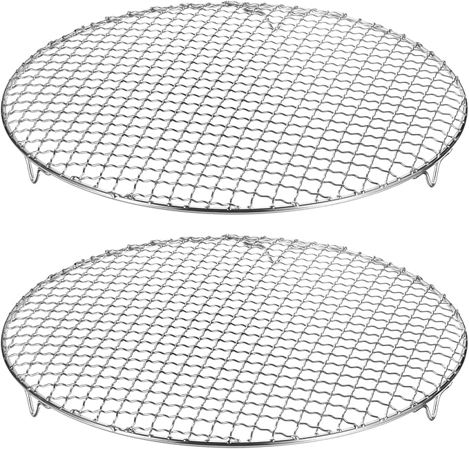 HARFINGTON 2pcs Round Cooking Rack 13-inch 201 Stainless Steel Cross Wire Barbecue Grill Net with