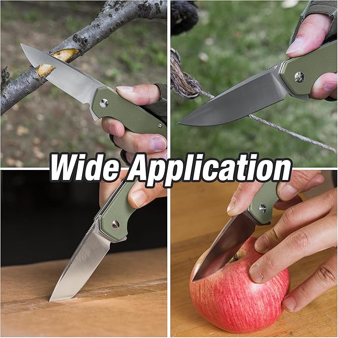 FLISSA Pocket Knife, Folding Tactical Knife with G10 Handle, D2 Blade, Liner Lock, Pocket Clip, EDC