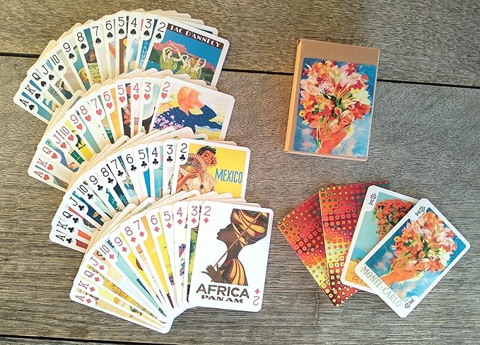 Girls on Travel Posters Playing Cards (Poker Deck 54 Cards All Different) Vintage Retro Travel