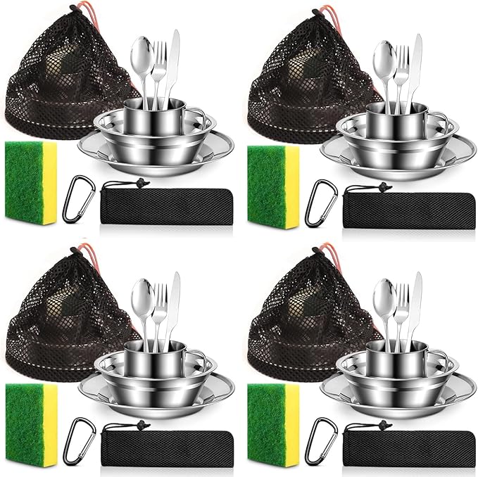 Scout Camping Mess Kit for Person 18/8 Stainless Steel Utensils Camping Dinnerware Kit Boy Scout