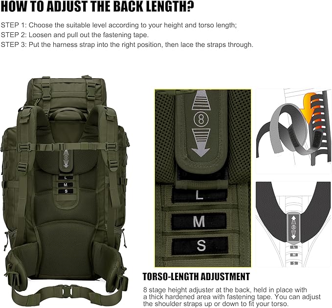 Mardingtop 70L Internal Frame Backpack for Hunting,Camping,Hiking Backpacking Backpack with Rain