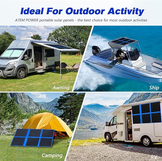 ATEM POWER 200W Portable Solar Panel, Foldable Solar Panel HPBC Chip, 20A MPPT Charger Controller