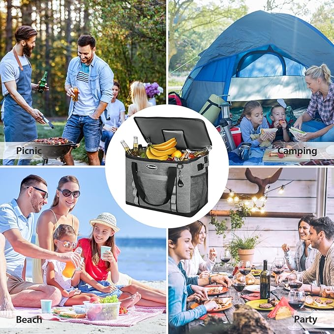 Maelstrom Collapsible Soft Cooler Bag, 24/30/60/75 Cans Beach Cooler, Ice Chest, Leakproof &