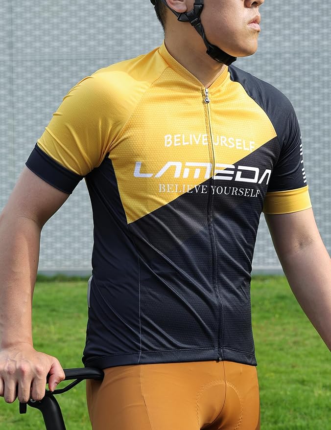 LAMEDA Men's Cycling Jersey Breathable Lightweight Bike Jersey Short Sleeve Quick Dry Moisture